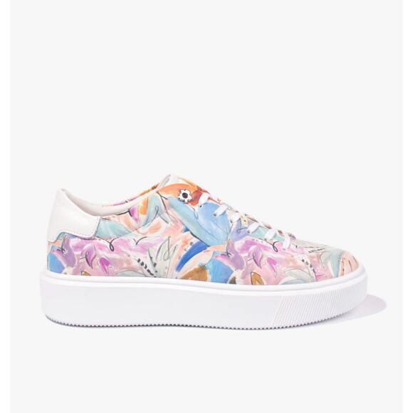 TED BAKER Women's Lorma Platform Sneaker 9.5 Art Print White Multicolor NWOB - Picture 1 of 13